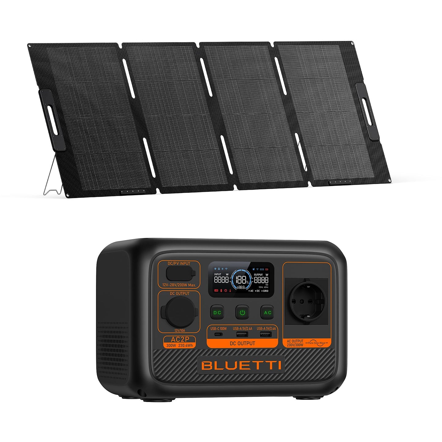 Off-grid kit: Bluetti AC2P solar generator + MP200 foldable solar panel