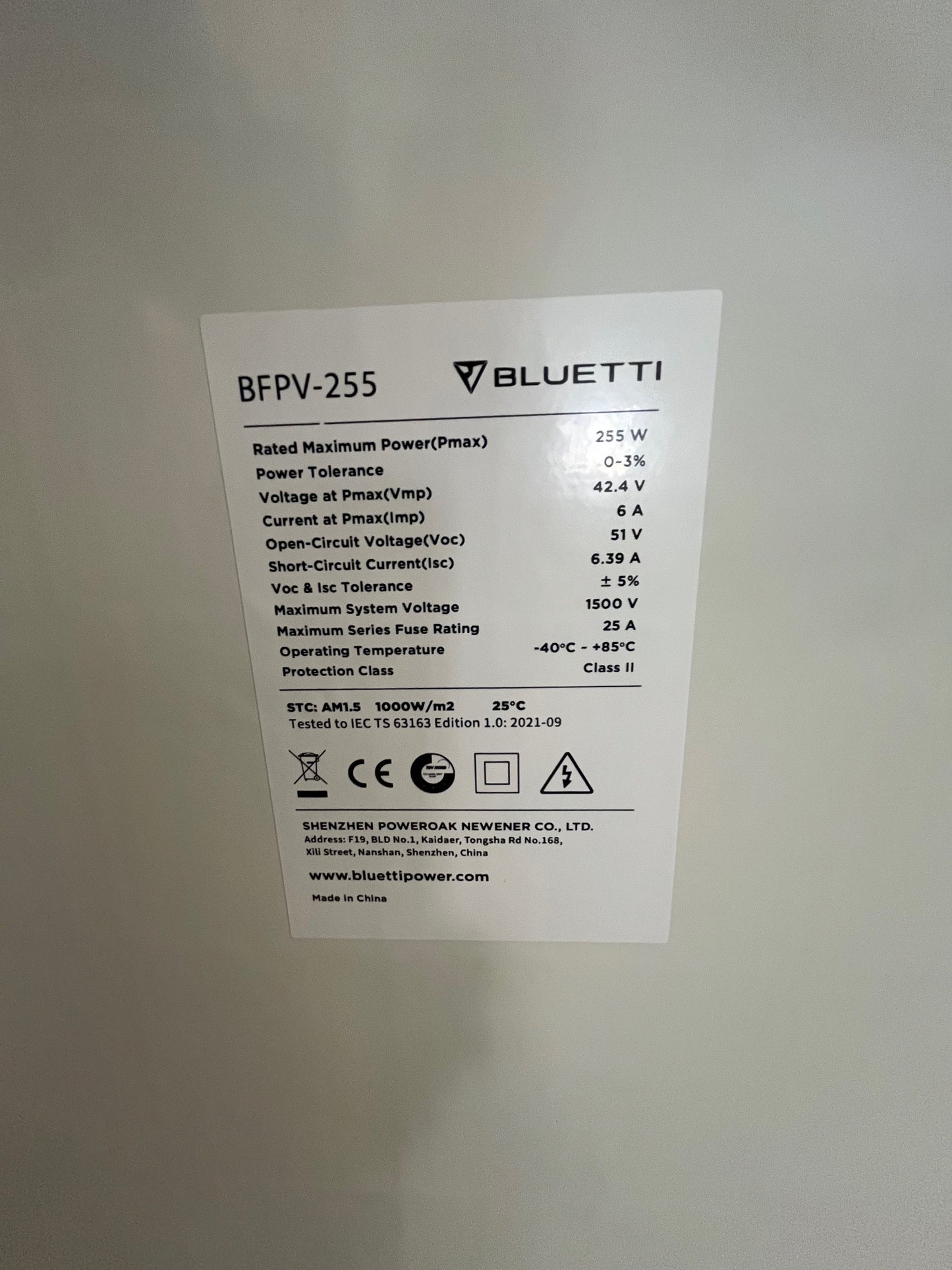 Bluetti BFPV 255W lightweight flexible solar panel with fixed frame