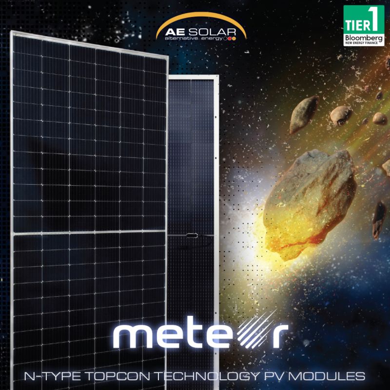 AE Solar METEOR 580W (up to 754W+) bifacial double glass solar panel