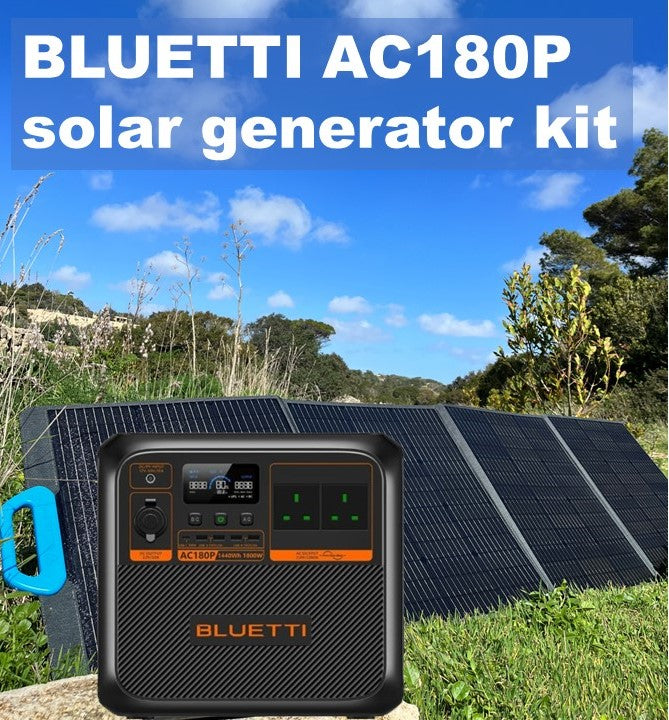 Off-grid kit: Bluetti AC180P solar generator + Bluetti MP200 foldable solar panel