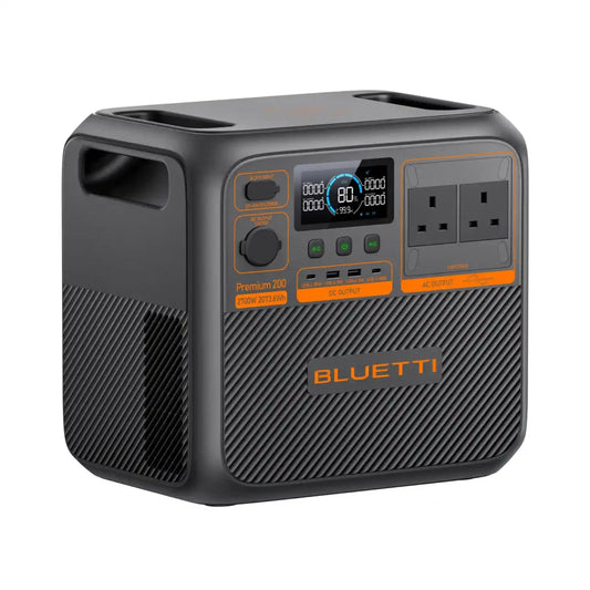 Off-grid solar kit: Bluetti Premium 200 V2, 465W solar panel, mounting brackets, cable and accessories