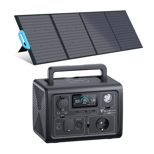 Off-grid solar kit: Bluetti EB3A solar generator + PV200 foldable solar panel