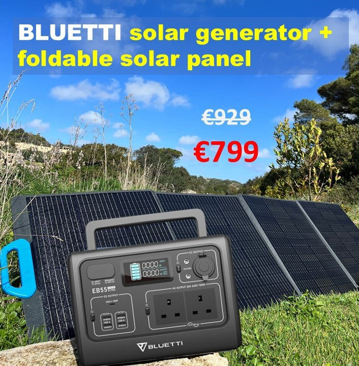 Off-grid kit: Bluetti EB55 solar generator + MP200 foldable solar panel