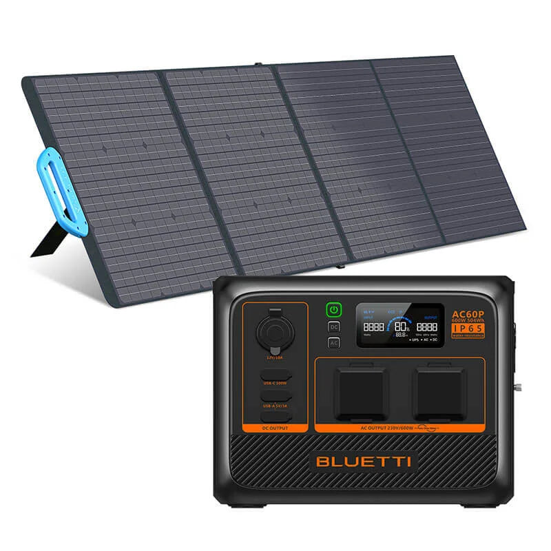 Off-grid solar kit: Bluetti AC60P portable solar power station + PV200 foldable solar panel